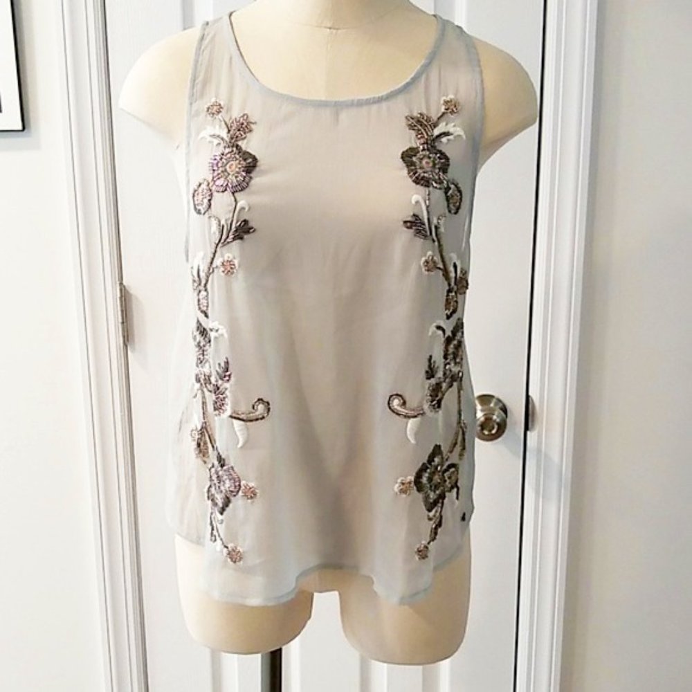 Abercrombie & Fitch Floral Beaded Tank Top